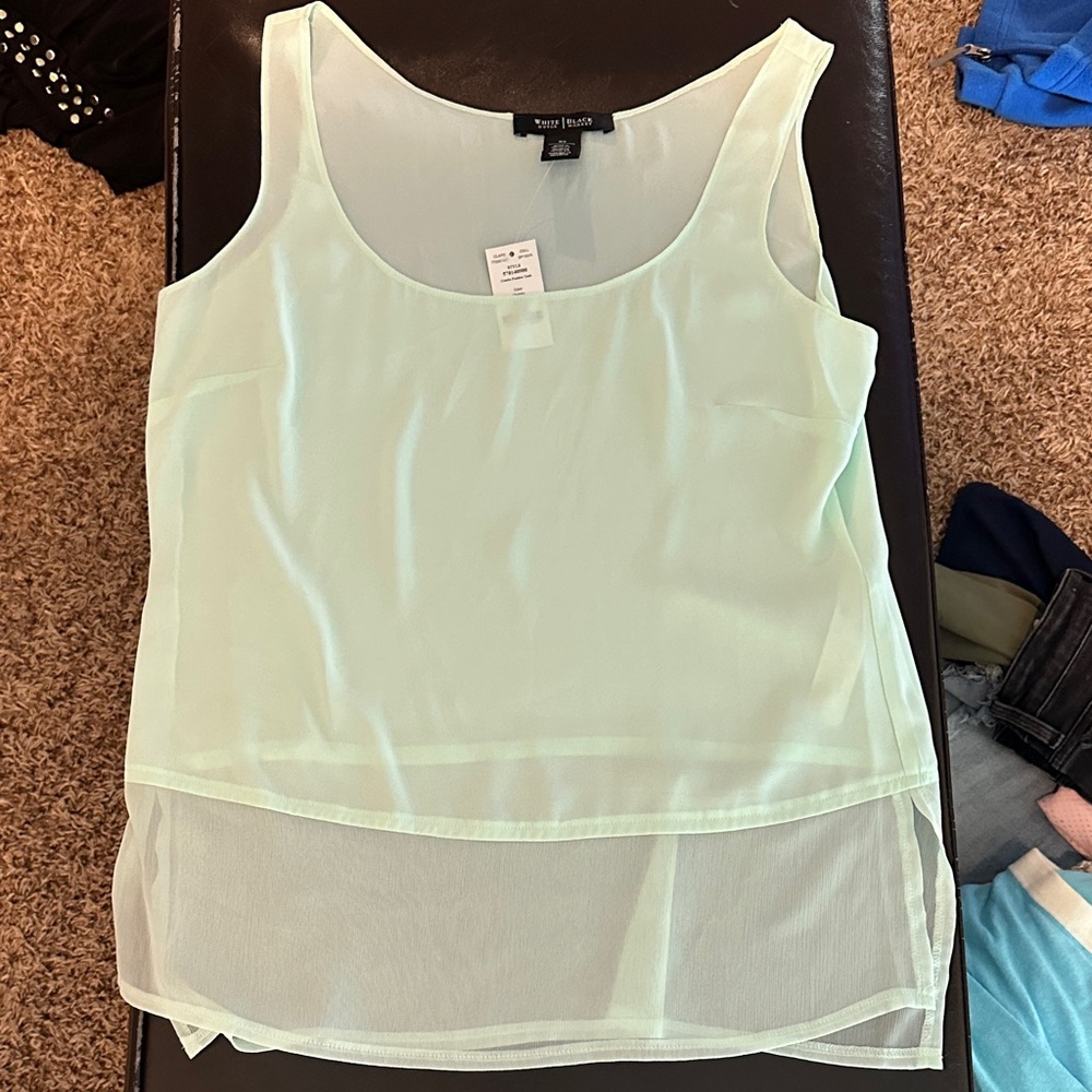 White House Black Market Mint Green Sheer Tank Top